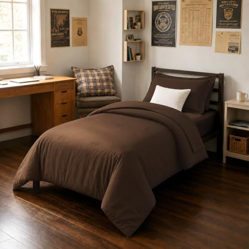 FUANNA Brown Twin Comforter Set 5 Pieces, Bed in a Bag Soft Bedding Sets by FUANNA