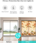 Window Privacy Film Frosted, Thanksgiving Gnomes Static Cling Door Window Covering, Fall Pumpkin Maple Leaves Sunflower UV Blocking Windows Film for Office, Hotel, Bedroom, 29.5 x 78.7 Inches - Image 6
