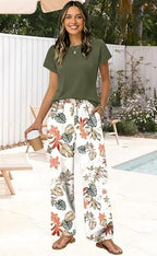 WIHOLL Two Piece Sets for Women Summer Spring Outfits Travel Cruise Resort Wear 2026 Beach Vacation Palazzo Pants Set - Image 2
