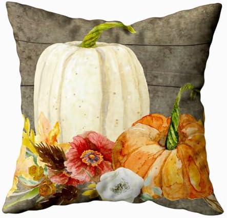 EMMTEEY Pumpkin Floral Autumn Watercolor Fall Pillow Covers 24x24 Set of 2 - Image 4