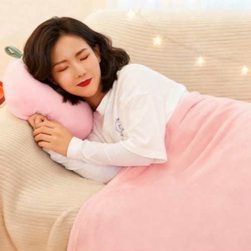 Fruit Travel Blanket and Pillow Set, 3 in 1 Plush Pillow with Warm Hands Pillow Blanket, Children's Gift Travel Airplane Train Office Nap (C) - Image 6