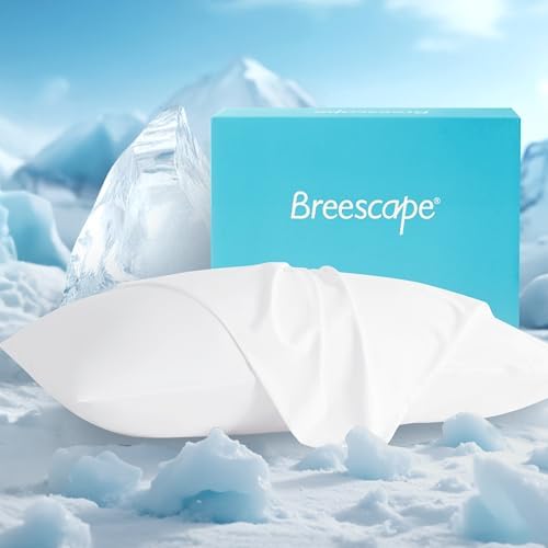 Breescape Cooling Pillow Cases Queen Size Set of 2, BlendTek™ Cooling Technology for Hot Sleepers & Night Sweats, Silky Soft Cool Pillowcases for Hair & Skin Care, 20" x 30", Snow White by Breescape