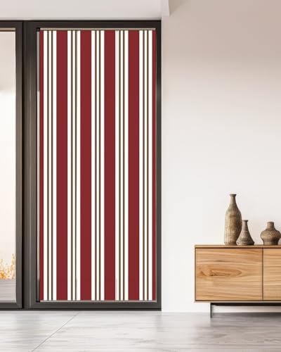 Window Privacy Film Frosted, Red Brown Striped Non-Adhesive Static Cling Window Tint, Modern Farmhouse Vertical Stripes Insulated Windows Frosted Films for Living Room, 35.4 x 78.7 Inches - Image 5