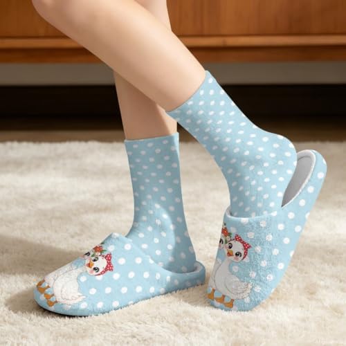 House Slipper and Socks Set for Women Warm Comfy Fuzzy Slipper with Crew Socks Plush Fuzzy Slippers for Indoor - Image 2