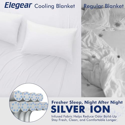 Elegear Silver-Infused Cooling Blanket for Hot Sleepers, Queen White - Image 3
