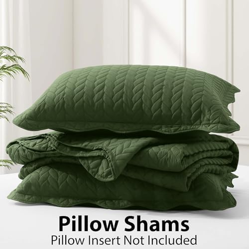 Imperial Rooms Queen Quilt Olive Green Leaf 10 Pack for Hotel Guest Room - Image 3
