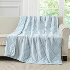Cozy Bliss Cooling Throw Blanket for Hot Sleepers 50"x70", Q-Max 0.45 Cooling Comfort, Cold Blankets for Night Sweats Sleeping, Ultra-Cool Lightweight Breathable Summer Blanket for Couch Bed, Blue - Image 6