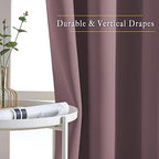 NICETOWN Blackout Dry Rose Curtains for Living Room - Solid Thermal Insulated Sound Reducing Grommet Room Darkening Curtains & Drapes for Bedroom (2 Panels, W66 x L84) - Image 5