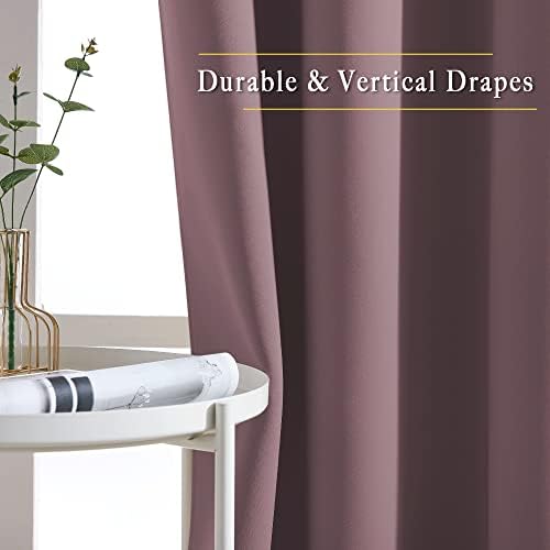 NICETOWN Blackout Dry Rose Curtains for Living Room - Solid Thermal Insulated Sound Reducing Grommet Room Darkening Curtains & Drapes for Bedroom (2 Panels, W66 x L84) - Image 5