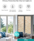 Window Privacy Film Frosted, Orange Pumpkins Fall Reusable Static Cling Window Tints, Thanksgiving Tropical Palm Rustic Heat Control Windows Films for Offices, Balcony, 29.5 x 118 Inches - Image 6