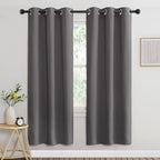NICETOWN Blackout 72 inch Curtains for Kids Room, Grommet Room Darkening Thermal Insulated Solid Window Treatments Sound Reducing for Bedroom, 2 Panels, W37 x L72, Grey by NICETOWN