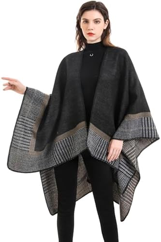 Lacavocor Women's Shawl Wrap Poncho Cape Cardigan Open Front - Image 3