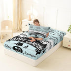 Erosebridal RV Camper Twin 2Pcs Bedding Set, Outdoors Camping Theme Fitted Sheet for Kids Girls Boys, Rustic Cabin Mountain Forest Sheets, Camping Lovers Gifts Bed Sets Room Decor - Image 2