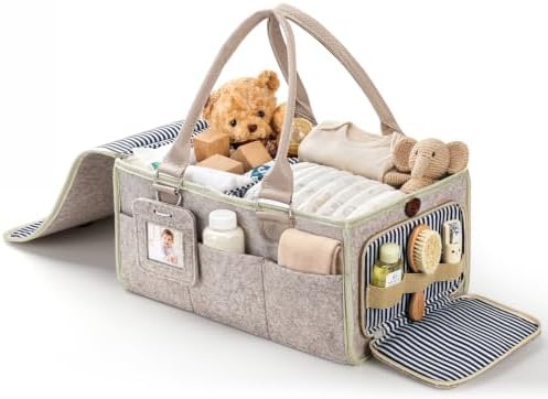 Diaper Caddy Organizer–Felt Storage Bin for Car & Bedside, Oatmeal by Unknown