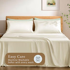 TOSMO Luxury Pillow Case Set of 2 - Cooling Viscose Derived from Bamboo - Oeko-TEX, Breathabl Silky Soft Pillow Cases with Envelope Closure (Queen / 20x30, Beige) - Image 6