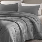 SLEEP ZONE Twin/Twin XL Size Comforter Set, Breathable Jersey Knit Soft Duvet Insert Set 2 Pieces Bedding Sets for Bedroom All Season, Gray - Image 2