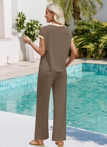 WIHOLL Two Piece Sets for Women Summer Spring Outfits Travel Cruise Resort Wear 2026 Beach Vacation Palazzo Pants Set - Image 4