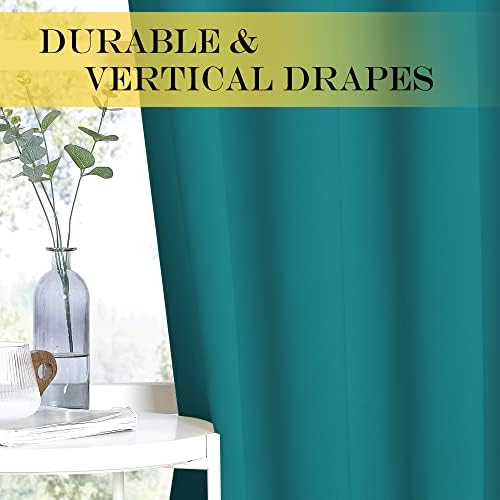 NICETOWN Blackout Curtains 63 inches Long for Living Room Bedroom, Grommet Thermal Insulated Room Divider Drape Window Treatment for Sliding Patio Door, W100 x L63, 1 Panel, Peacock Teal - Image 4