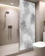 Window Privacy Film Frosted, Grey Palm Trees Tropical Static Cling Door Window Covering, Summer Beach Botanical UV Blocking Windows Film for Office, Hotel, Bedroom, 29.5 x 78.7 Inches - Image 3