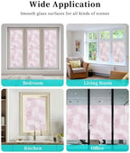 Window Privacy Film Frosted, Pink Botanical Non-Adhesive Static Cling Window Tint, Summer Palm Leaves Foliage Tropical Insulated Windows Frosted Films for Living Room, 35.4 x 78.7 Inches - Image 7