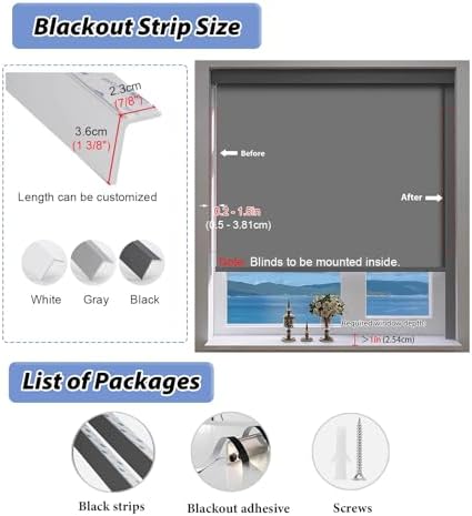 2Pcs Blackout Window Shade Light Block Strip, 110-220CM Adjustable Light Gap Blockers for Home Theater & RV, Gray, 49.2inch, Perfect for Blocking Light & Enhancing Privacy - Image 5