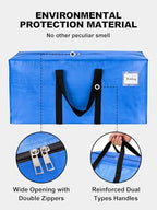 HOMESURE Supports 200lbs Heavy Duty Moving Bags - Strong Zipper & Wrap-Around Handles - Water-Resistant Storage Totes, Durable Alternative to Moving Boxes - 12 Pack - Sky Blue - Image 7
