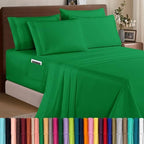 Elegant Comfort 1500 Premium Quality 6-Piece Bed Sheet Set - 18-24 Inch Extra Deep Pocket, Smart Storage Pockets, Wrinkle Free Ultra Soft 6PC Extra Deep Pocket Sheets, King, Emerald Green by ELEGANTCOMFORT