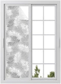 Window Privacy Film Frosted, Grey Botanical Reusable Static Cling Window Tints, Summer Palm Leaves Foliage Tropical Heat Control Windows Films for Offices, Balcony, 29.5 x 118 Inches by Unknown