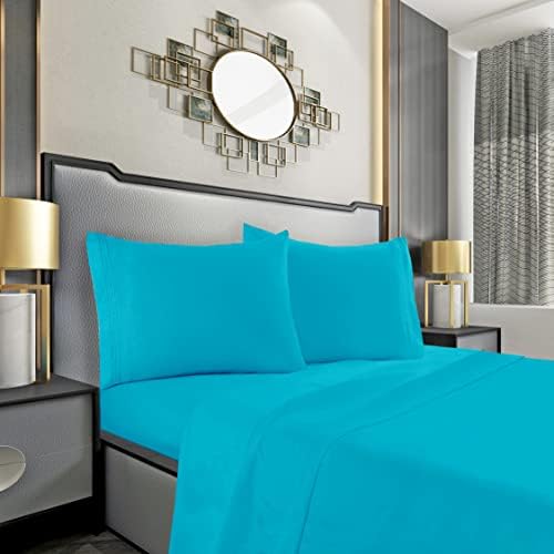 Mocassi Bed Sheet Set - Luxury Hotel 1800 Premier Bedding Sheets & Pillowcases - Ultra Soft Breathable & Cooling Bed Sheets - Deep Pocket - Wrinkle Resistant - 4 Piece - Cali King, Teal - Image 2