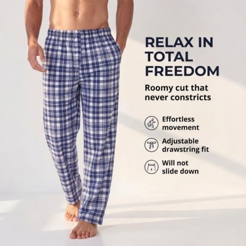 DOCKERS Fleece Pajama Pants for Men, 2 Pack Lounge Sleepwear with Pockets - Image 2
