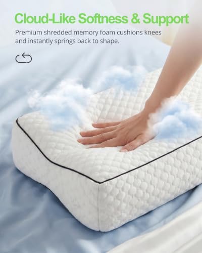 Knee Pillow for Side Sleepers, Memory Foam Leg Pillow, White - Image 4