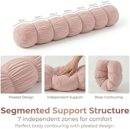 Pat. Pend. Body Pillow for Adults, 47 Inch, Soft Pastel Pink - Image 4