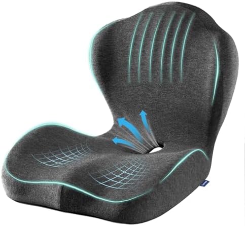 Seat Cushion for Car Truck Driver, Memory Foam Seat Cushion with Adjustable Strap,Ergonomic Lumbar/Back Support & Sciatica Relief for Long Drives, Orthopedic Cushion for Office Chair, Car, Semi Truck by CupocupaHomeCollection