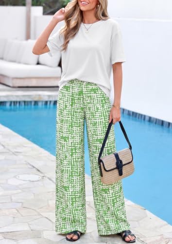 PRETTYGARDEN Women‘s Summer 2 Piece Sets Short Sleeve Tops Beach Boho Pants - Image 3