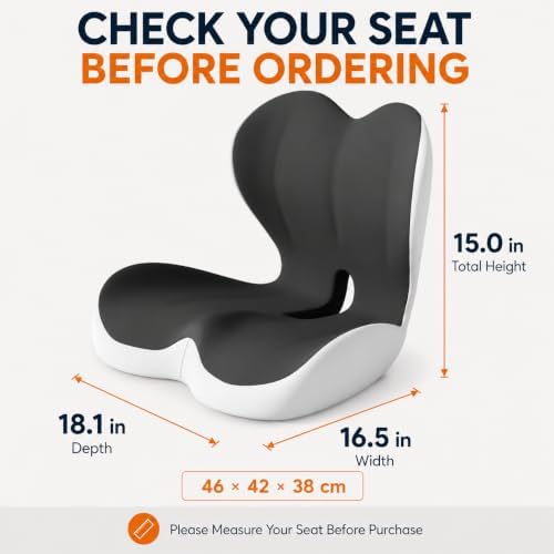 Ergonomic Memory Foam Seat Cushion for Tailbone Pain Relief, Suitable for Office Home Chair, Car and Wheelchair (Dark Black) - Image 7