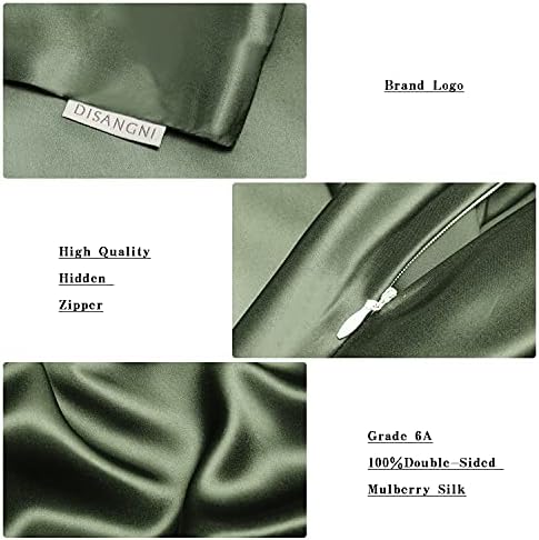 DISANGNI 100% Silk Pillow Cases 2 Packfor Hair and Skin,with Hidden Zipper 22 Momme Both Sides Pure Natural Mulberry Silk Real Silk Pillow Case (2 pc Standard Size 20"x26" Green) - Image 5