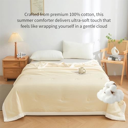 100% Cotton Summer Comforter,Ultra Soft Breathable Lightweight Quilt,Machine Washable for Hot Sleepers&Travel. (Yellow, XXL(71''×78'')) - Image 4