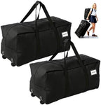 2-Pack Rolling Duffle Bag with Wheels, 92L Foldable Extra Large Moving Bags by Teamkio