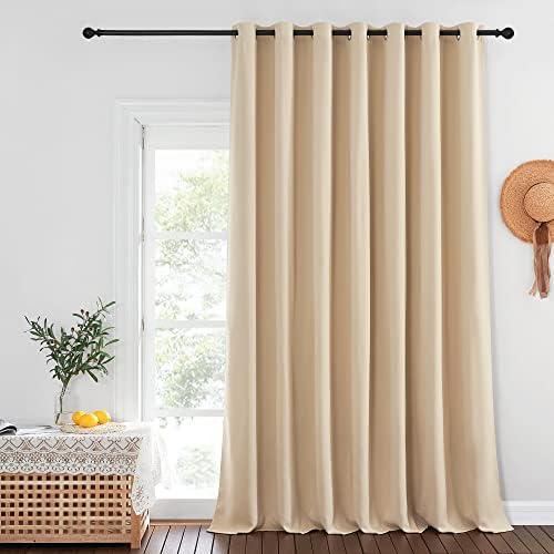 NICETOWN Sliding Door Curtain for Living Room, Grommet Blackout Patio Door Curtain Privacy Thermal Insulated Window Treatment for French, Biscotti Beige, W100 x L144, 1 Panel by NICETOWN