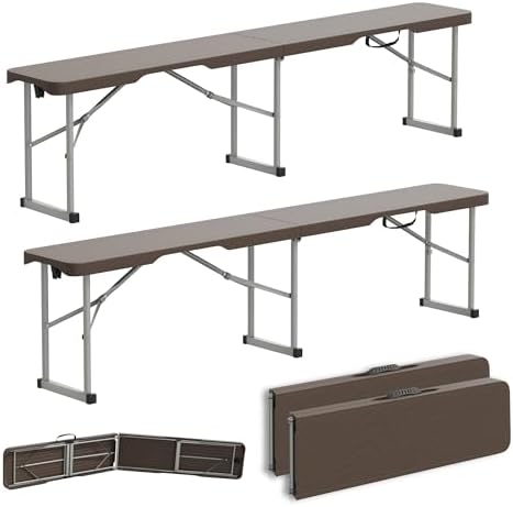 6ft Folding Bench Handle Waterproof Outdoor 2pk Rattan Patterned by Candockway