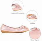 Flats Shoes for Women Rhinestone Wedding Ballerina Shoes Foldable Sparkly Comfort Slip on Flat Dressy Flats - Image 4