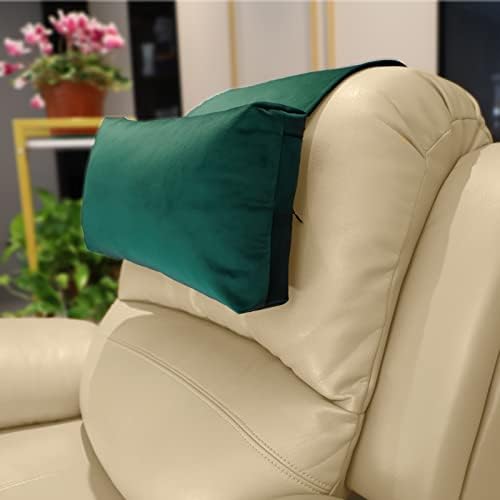 Velvet Recliner Headrest Pillow, Non-Slip Neck Support, Green by AmazeCov