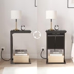 TUTOTAK C Shaped End Table with Charging Station, Side Table for Sofa - Image 2