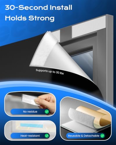 G-WACK Blackout Curtains Door Shades, Portable No-drill Blackout Blinds for Indoor Windows with Upgraded Hook&Loop,Thermal Insulated Black out Shades Window Cover for Home,Nursery,RV (25" x 84",Black) - Image 3