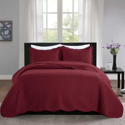 Twin Quilt Set Bedspread Coverlet Microfiber Bedding Leaf Red 68x86 by IRImperialRooms