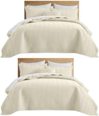 IR Imperial Rooms Queen Quilt Bedding Set Ivory Bedspread Wave 2 Pack by IRImperialRooms