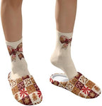 Jeiento Winter Fuzzy Slipper and Crew Socks Warm Winter Shoes Lightweight Soft Cushion House Slipper Bedroom Shoes - Image 4