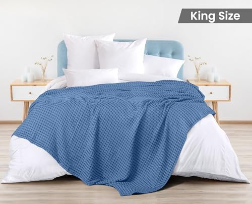 Utopia Bedding 100% Cotton Waffle Blanket King Size Wedgewood, 90x108 Inch - Image 2