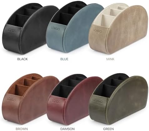 Londo Remote Control Holder with 5 Pockets - Store DVD, Blu-Ray, TV, Roku or Apple TV Remotes - Italian Genuine Leather with Suede Lining - Slim, Compact Living or Bedroom Storage - Image 4