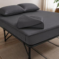 Zipper Cot Fitted Sheet, 30 x 75 Camping Cot Mattress Sheets, 400 Thread Count 100% Cotton, Includes 1 Wraparound Base, 2 Removable Zipper Top Sheets & 2 Pillowcases, 8 Inch Deep Pocket, Dark Grey by Unknown
